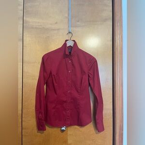 Moda International Women's Fitted Button Down Blouse Garnet Color Size Small